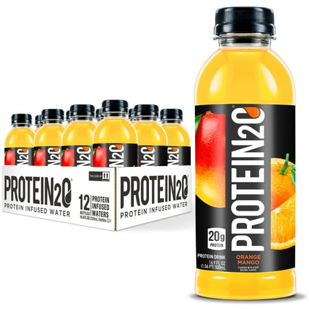 Protein2o 20g Whey Protein Infused Water Plus Electrolytes, Orange Mango, 16.9 fl Oz (Pack of 12)