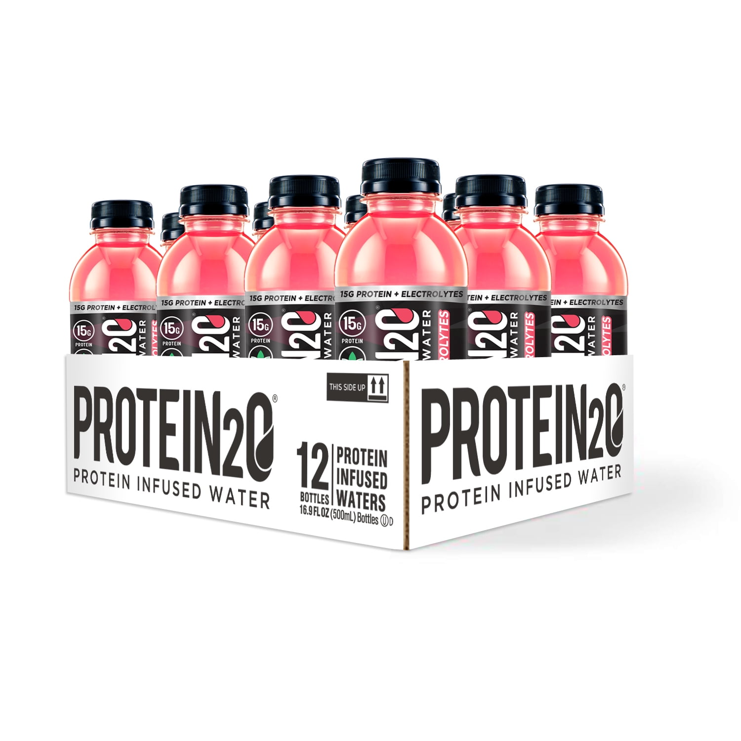 Protein2o Whey Protein Infused Water Plus Electrolytes, Strawberry Banana, 16.9 fl Oz (Pack of 12)