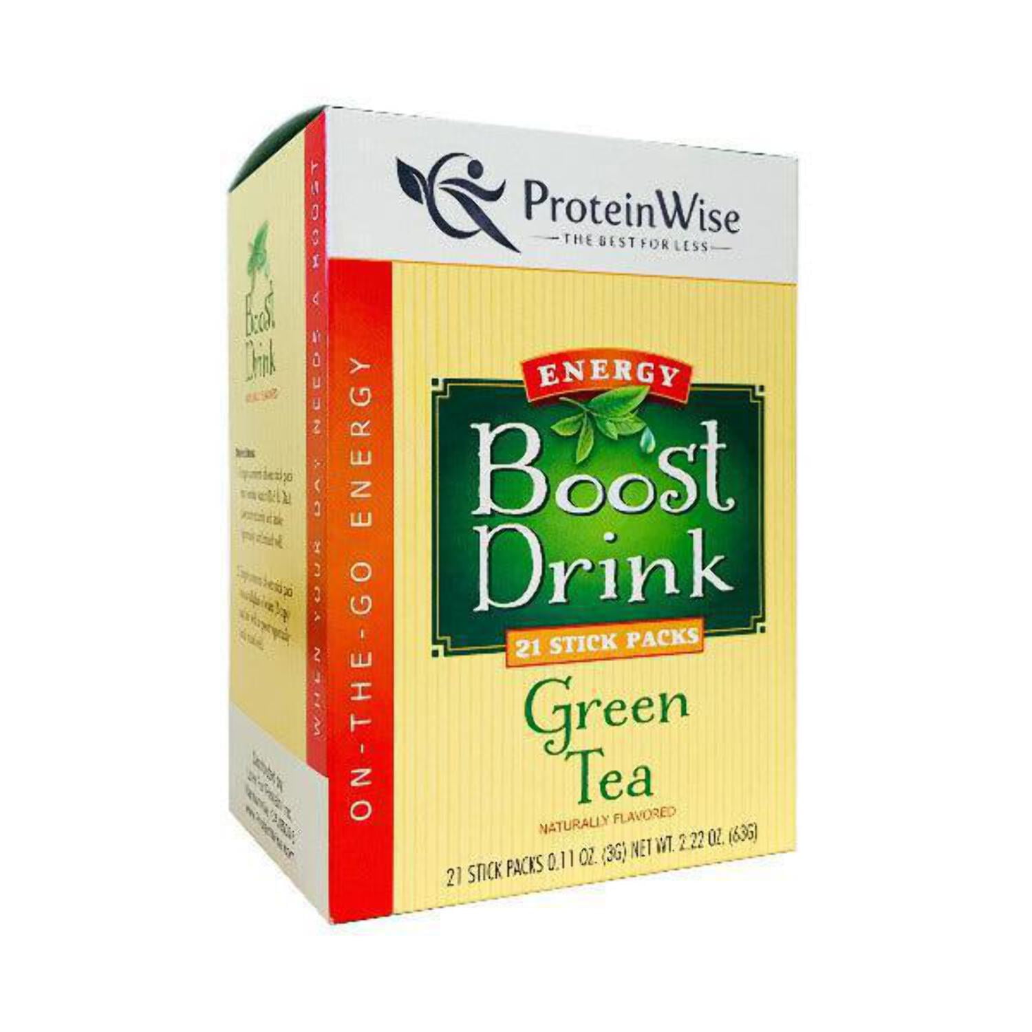 ProteinWise - Green Tea Energy Boost Drinks - 21 Stick Packs