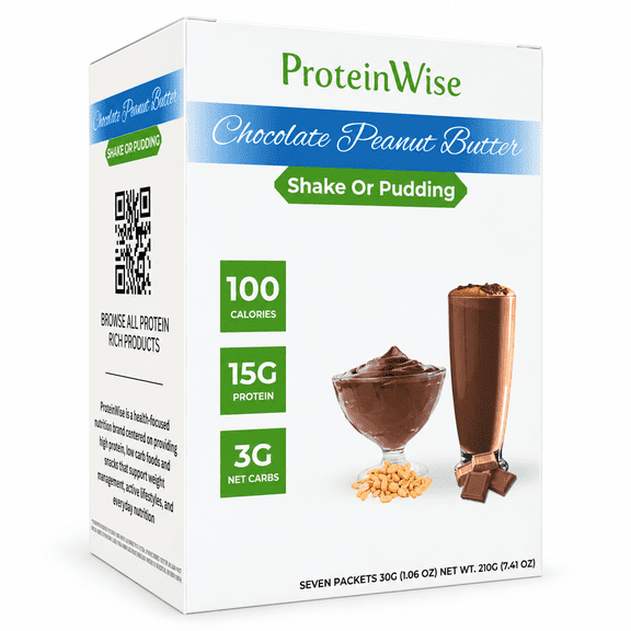 ProteinWise - High Protein Chocolate Peanut Butter Shake Or Pudding - 7/Box