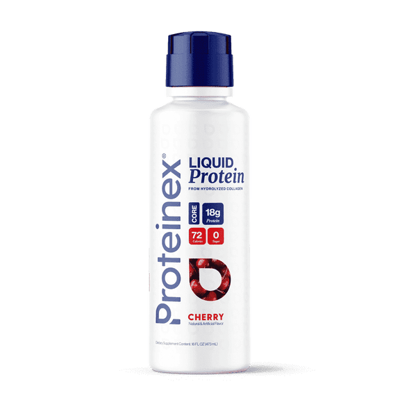 Proteinex Core Liquid Hydrolyzed Protein 18g Protein per Serving, Sugar-Free, 16 fl oz (Cherry)