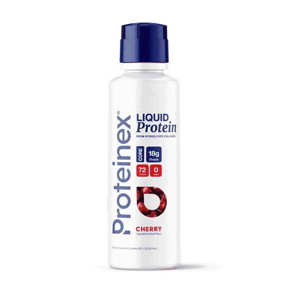 Proteinex Core Liquid Hydrolyzed Protein 18g Protein per Serving, Sugar-Free, 16 fl oz (Cherry)