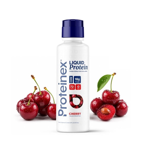 Proteinex Core Liquid Collagen Peptides, 18g Protein per serving | Zero Sugar, Zero Carbs, Ready to Drink | (Cherry, 16 Fl Oz)