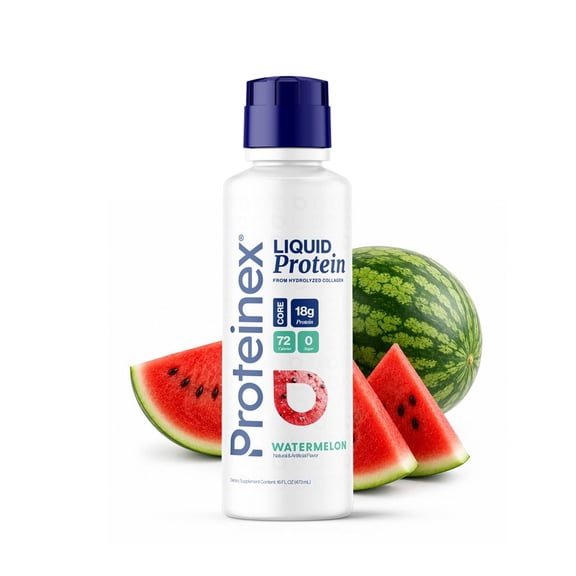Proteinex Core Liquid Collagen Peptides, 18g Protein per serving | Zero Sugar, Zero Carbs, Ready to Drink | (Watermelon, 16 Fl Oz)