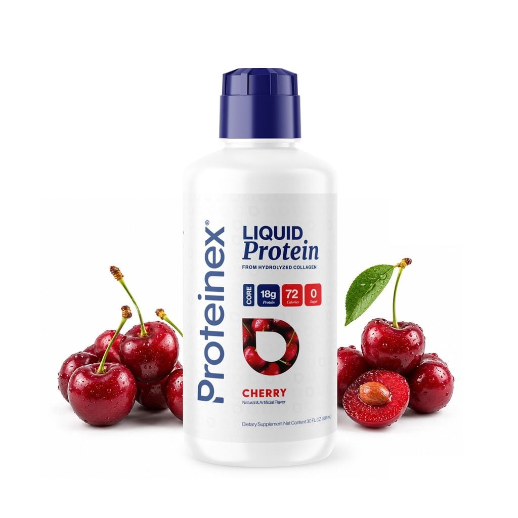 Proteinex Core Liquid Collagen Peptides, 18g Protein per serving | Zero Sugar, Zero Carbs, Ready to Drink | (Cherry, 30 Fl Oz)