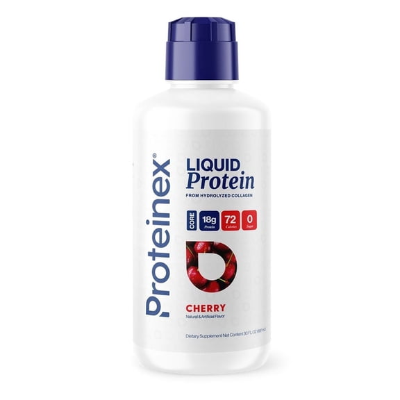 Proteinex Core Liquid Hydrolyzed Protein – 18g Protein per Serving, Sugar-Free, 30 fl oz (Cherry)