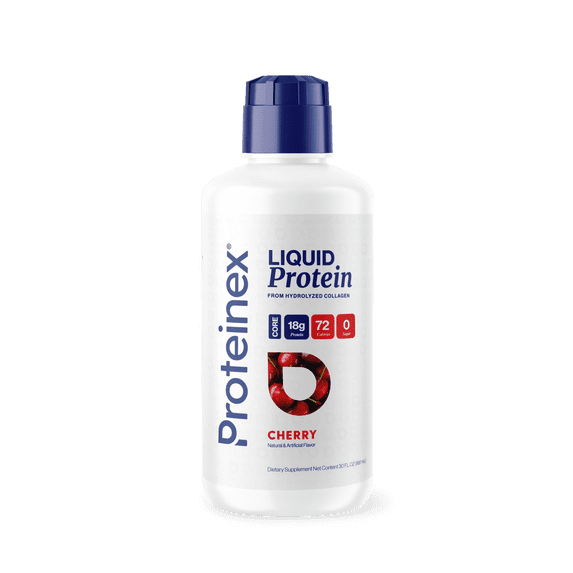 Proteinex Core Liquid Hydrolyzed Protein – 18g Protein per Serving, Sugar-Free, 30 fl oz (Cherry)