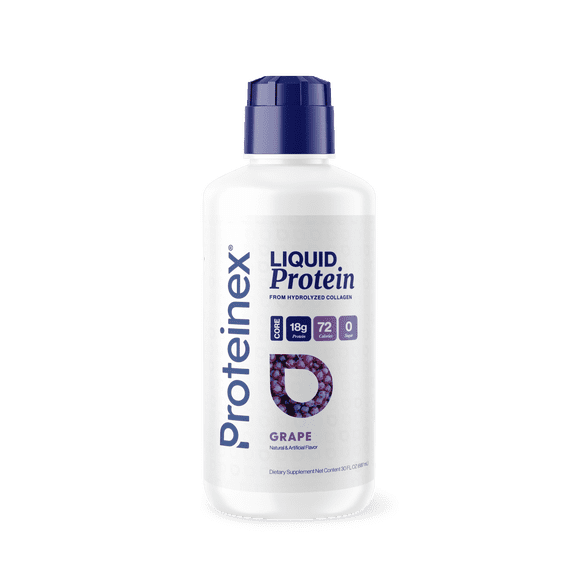 Proteinex Core Liquid Hydrolyzed Protein – 18g Protein per Serving, Sugar-Free, 30 fl oz (Grape)