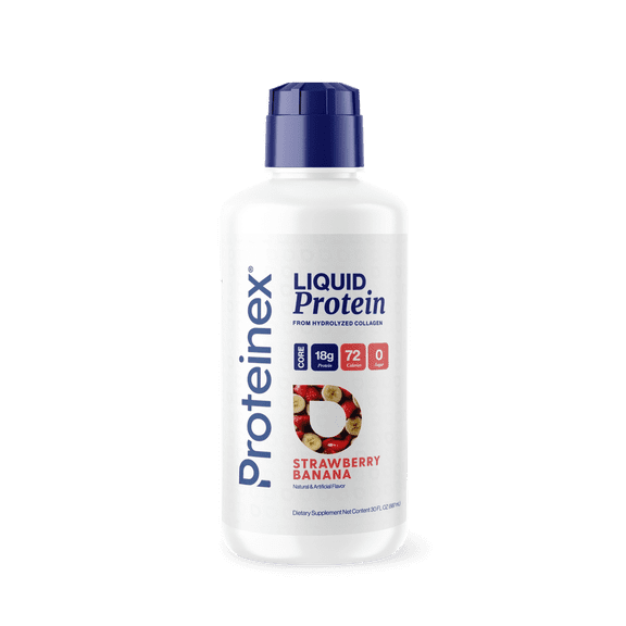 Proteinex Core Liquid Hydrolyzed Protein – 18g Protein per Serving, Sugar-Free, 30 fl oz (Strawberry Banana)