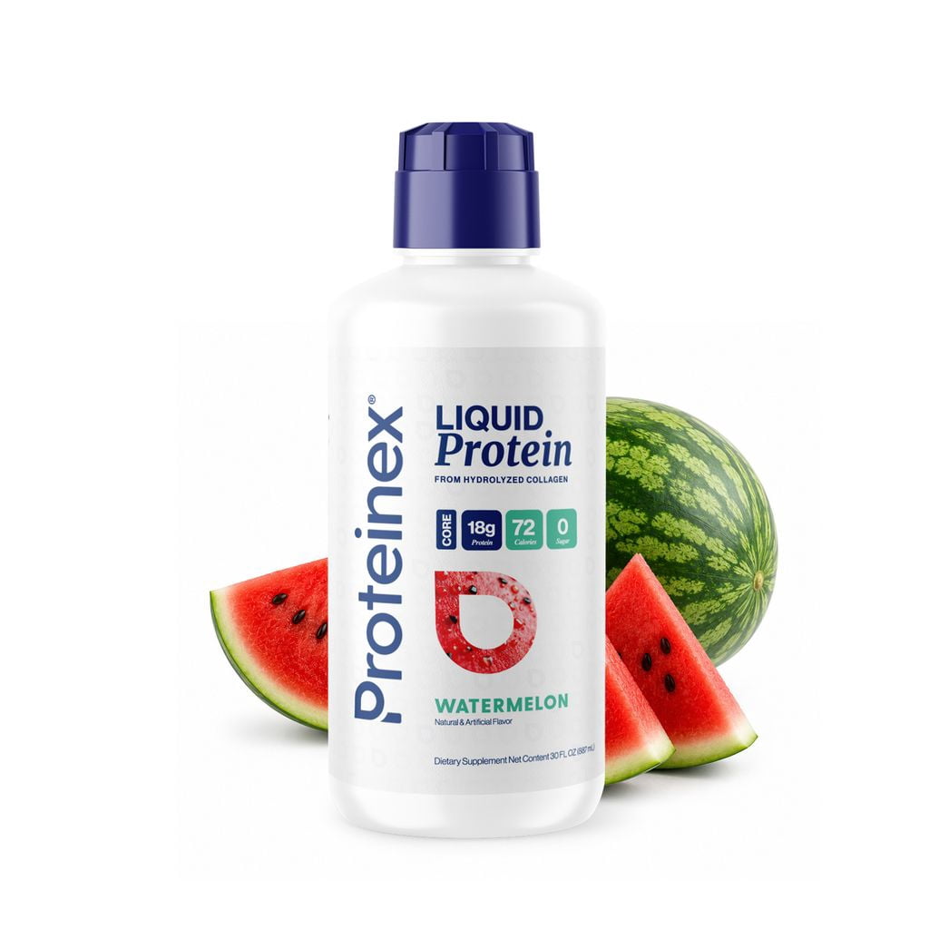 Proteinex Core Liquid Collagen Peptides, 18g Protein per serving | Zero Sugar, Zero Carbs, Ready to Drink | (Watermelon, 30 Fl Oz)