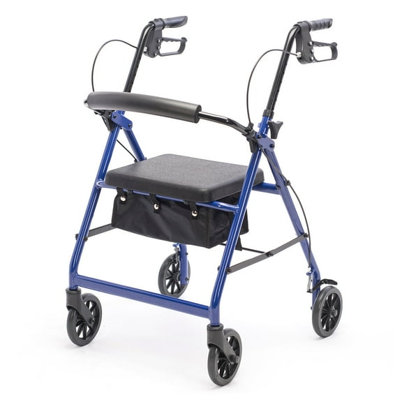 Protekt Rolling Walker Rollator Four-wheel with Back Support Blue