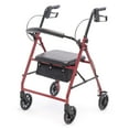 Protekt Rolling Walker Rollator Fourwheel with Back Support Red