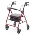 thumbnail image 1 of Protekt Rolling Walker Rollator Four-wheel with Back Support - Red, 1 of 5
