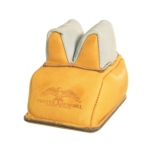 Protektor Custom Super Slick Silver Rabbit Ear Rear Shooting Rest Bag with Heavy Bottom Leather Tan Filled