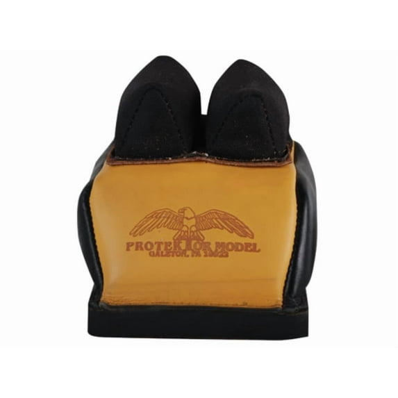 Protektor Deluxe Double Stitched Mid-Ear Rear Shooting Rest Bag with Heavy Doughnut Bottom Leather and Cordura Black and Yellow Filled