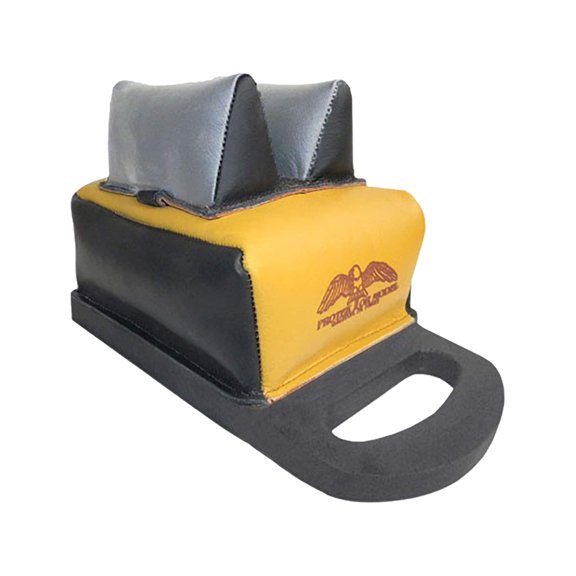 Protektor Flat Top Dr.Bumble Bee Super Slick Silver Mid-Ear Rear Shooting Rest Bag with Carry Handle Leather Black and Yellow Filled