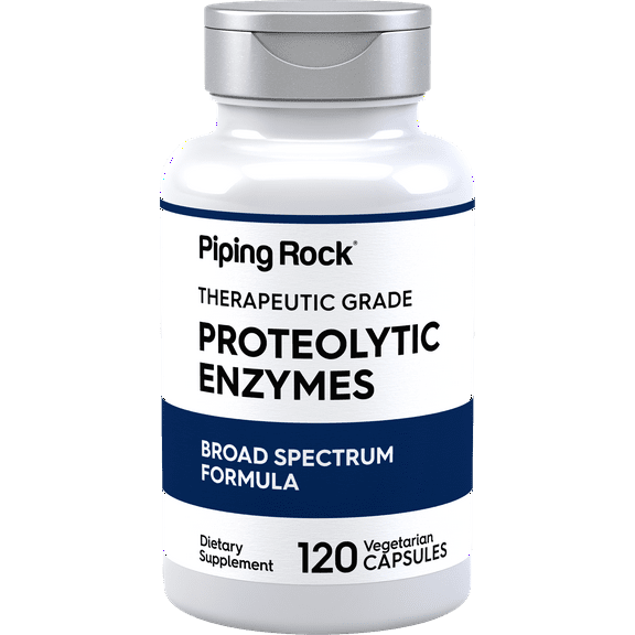 Proteolytic Enzymes Supplement | 120 Capsules | Therapeutic Grade | Vegetarian, Non-GMO, Gluten Free | by Piping Rock