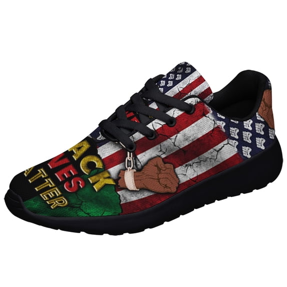Protest Black Lives Matter African American flag Shoes Sneakers for Women Men Black Size 10