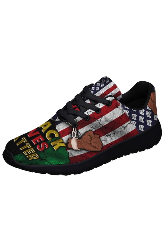 Protest Black Lives Matter African American flag Shoes Sneakers for Women Men Black Size 12