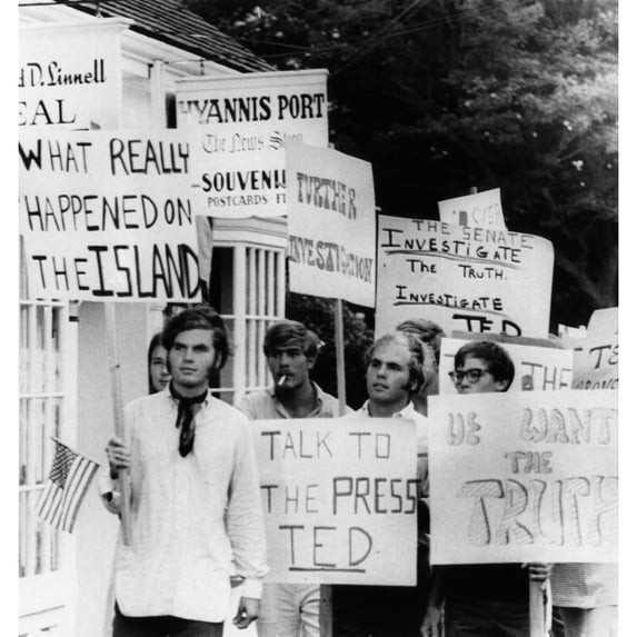 Protesters Calling For Resignation Of Senator Edward Kennedy After His Car Accident History