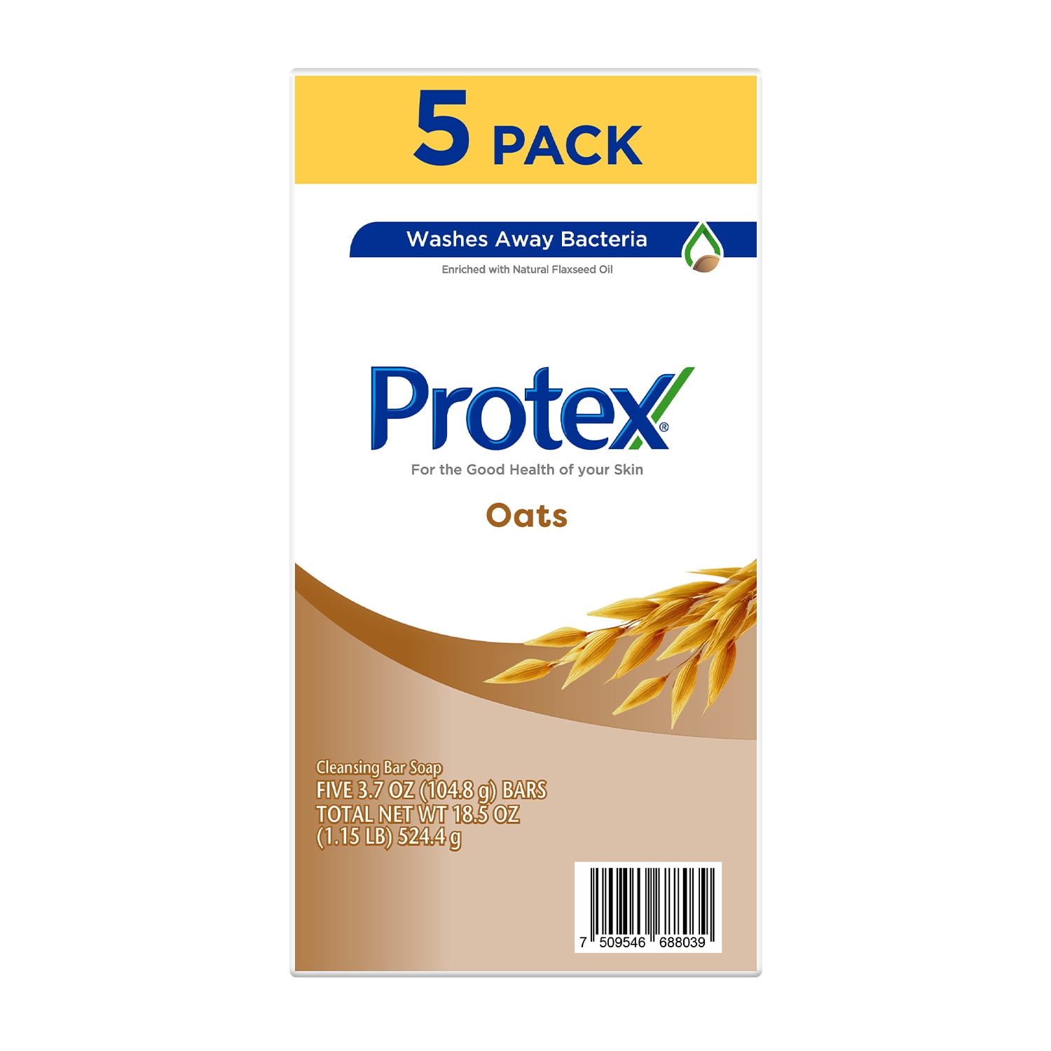 Protex Bar Soap, Oats, for Both Men and Women, Adults and & Children 3+, 5 Pack 3.7 oz