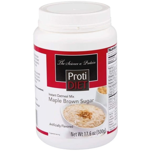 ProtiDiet Maple Brown Sugar Instant Oatmeal Mix, 20 servings, 17.6 oz jar