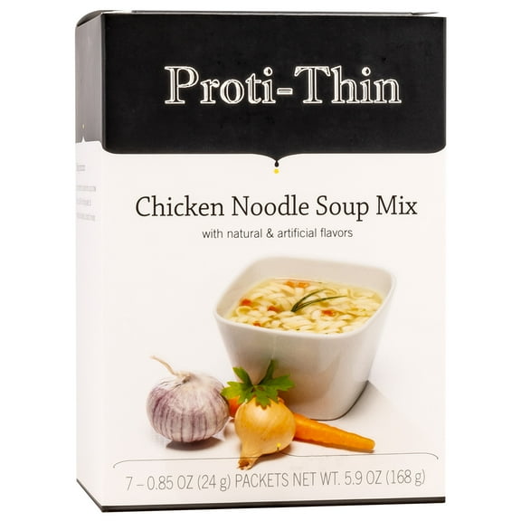 Proti-Thin High Protein Chicken Noodle Soup, 15g Protein, Low Calorie, Low Carb, Fat Free, Healthy Instant Diet Soup Mix, KETO Friendly, Ideal Protein Compatible, 7 Count Box