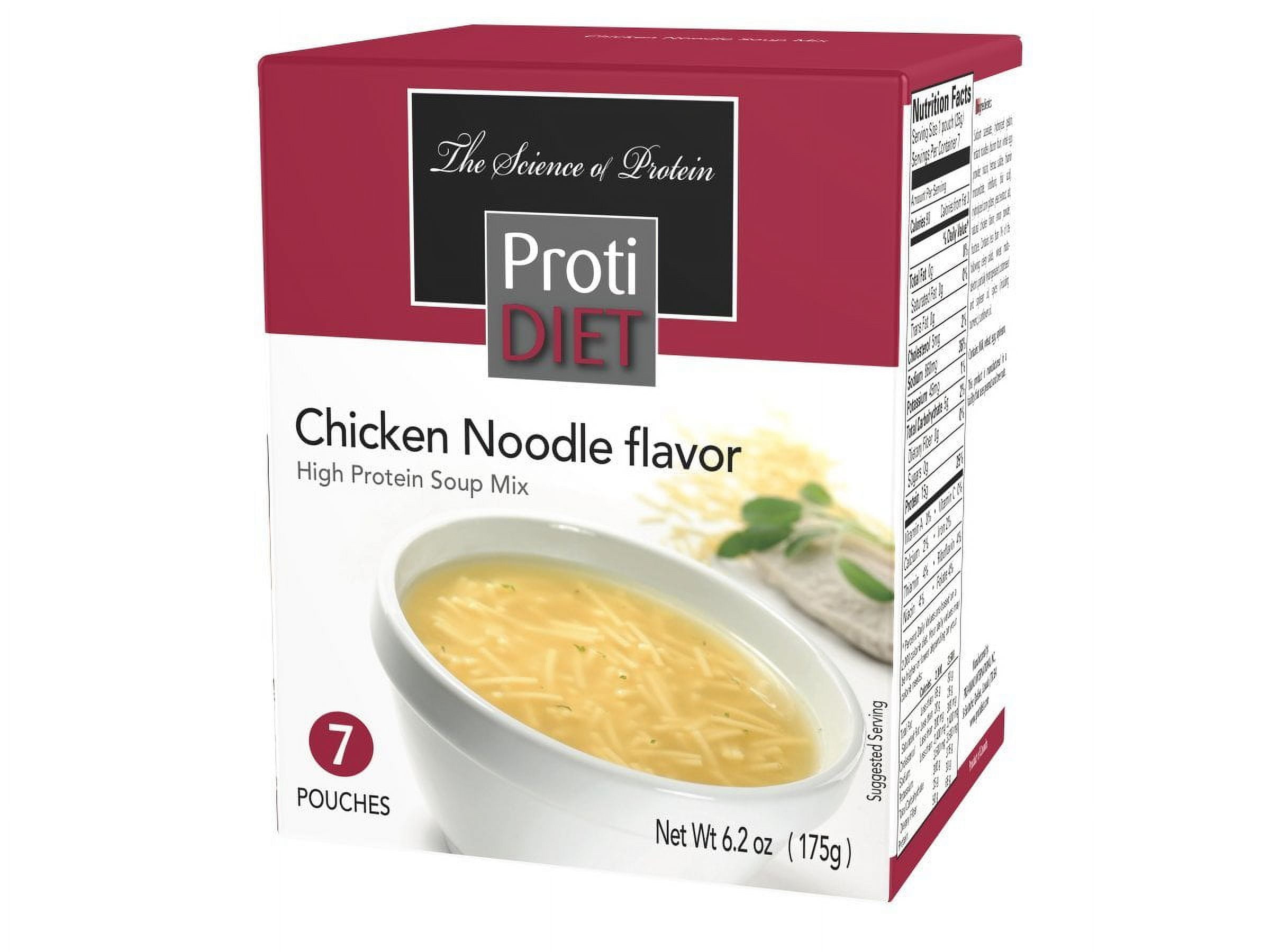ProtiDIET Chicken Noodle Soup (7 Pouches), High Protein, Delicious