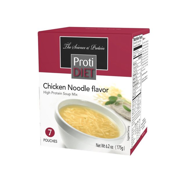 ProtiDIET Chicken Noodle Soup (7 Pouches), High Protein, Delicious
