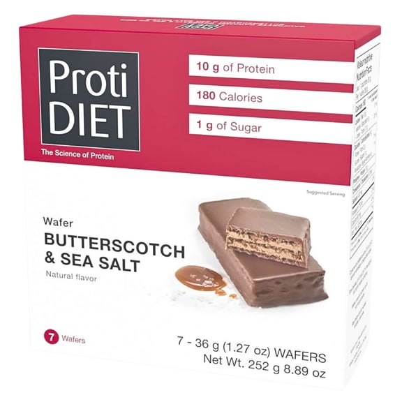 ProtiDiet - Butterscotch  Sea Salt Protein Wafer Bar - 7/Box