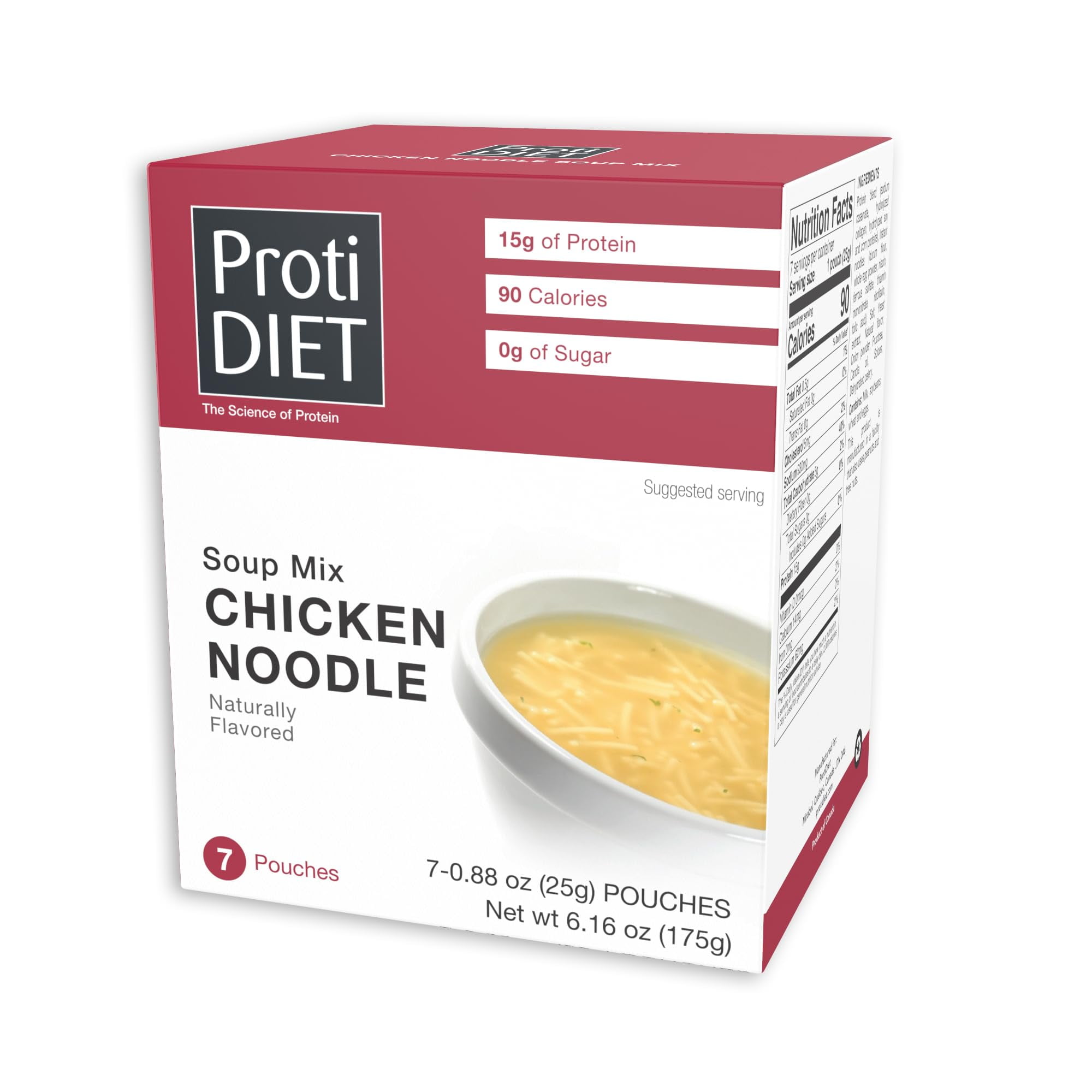 ProtiDiet High Protein Chicken STF9 Noodle Soup, 15g Protein, Low