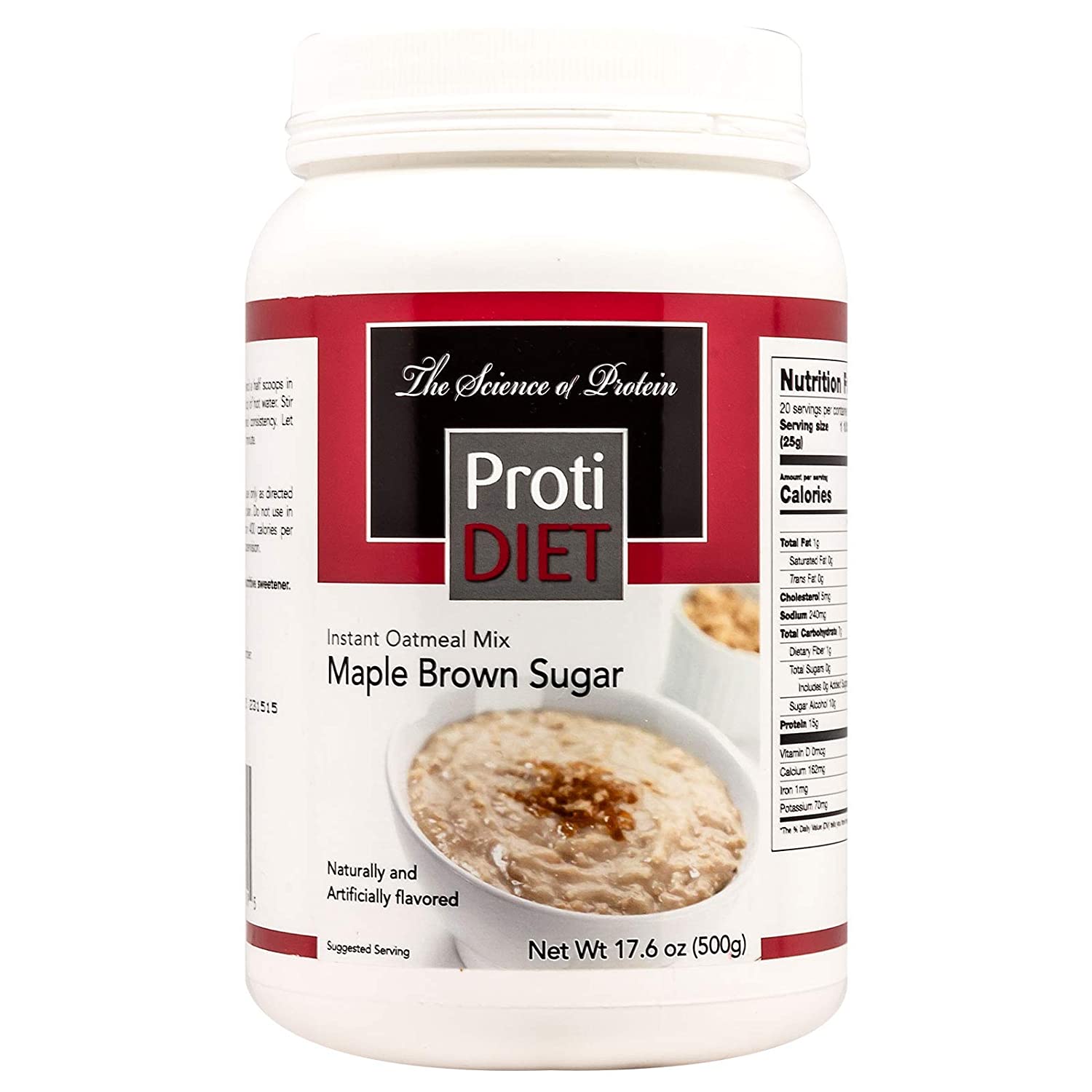 ProtiDiet High Protein Maple Sugar Oatmeal, 15g Protein, Low Calorie