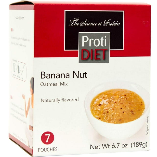 ProtiDiet Oatmeal Banana AIF4 Nut (7/Box) High Protein 15g Low