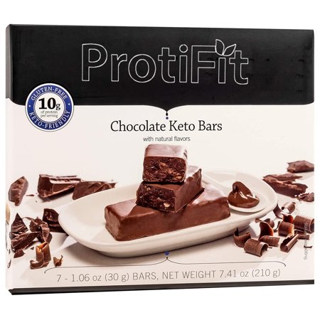ProtiFit 15g Chocolate Keto Protein Bars, Low Calories, 7 Servings Per Box