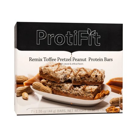 ProtiFit 15g  Remix Toffee Pretzel Protein Bars, Low Calories, 7 Servings Per Box