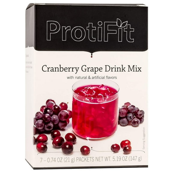 Proti Fit High Protein Fruit Flavored Powder Drink Mix, 15g Protein, 7 Servings Per Box, Cranberry Grape
