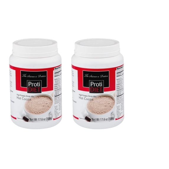ProtiDiet High Protein Hot Chocolate Drink Mix, 2 Pack, 17.6 oz (42 Servings)
