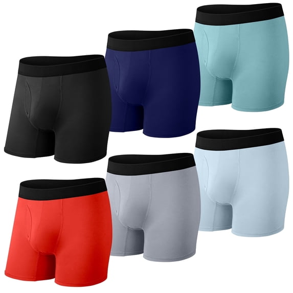 Protium 6-Pack Men’s Boxer Briefs, Moisture-Wicking Breathable Underwear, S-XXL