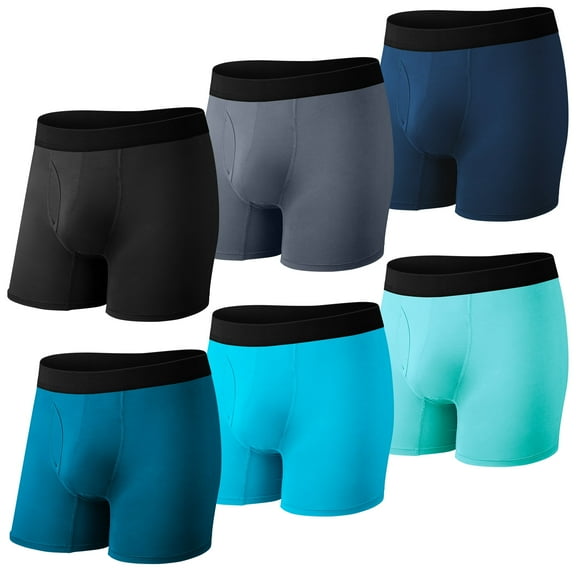 Protium 6-Pack Men’s Boxer Briefs, Moisture-Wicking Breathable Underwear, S-XXL
