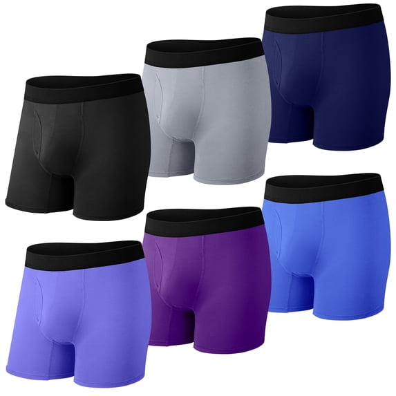 Protium 6-Pack Men’s Boxer Briefs, Moisture-Wicking Breathable Underwear, S-XXL