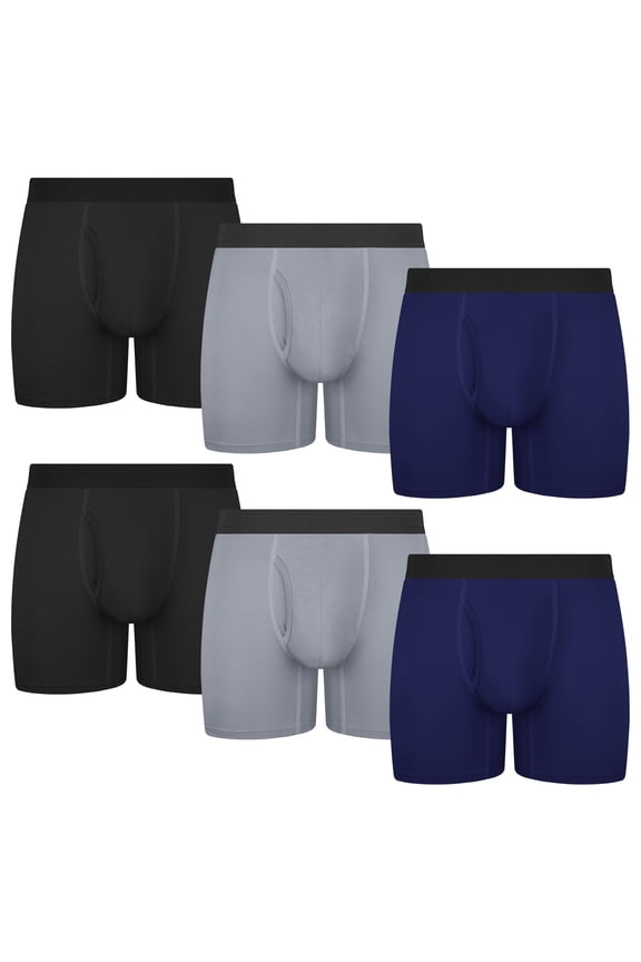 6-Pack Men’s Boxer Briefs, Moisture-Wicking Breathable Underwear, S-XXL