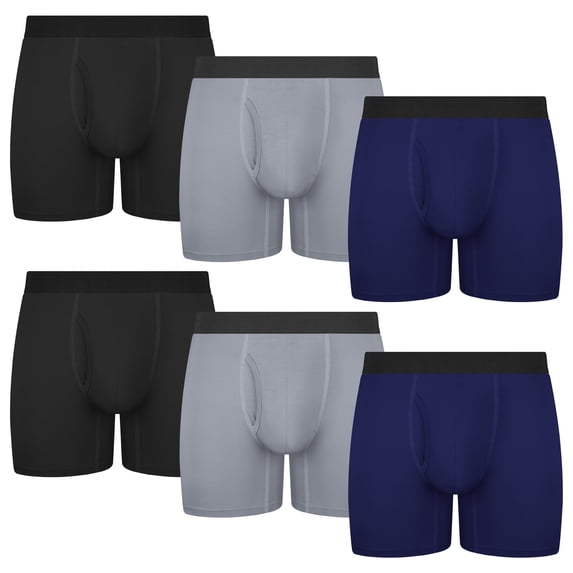 Protium 6-Pack Men’s Boxer Briefs, Moisture-Wicking Breathable Underwear, S-XXL