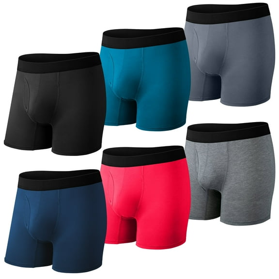 Protium 6-Pack Men’s Boxer Briefs, Moisture-Wicking Breathable Underwear, S-XXL