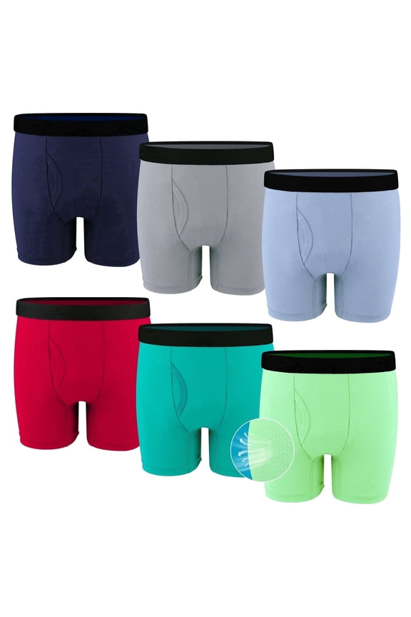 6 Packs Boys' Boxer Briefs, Youth Mesh Breathable Athletic Underwear(XS-XXL)