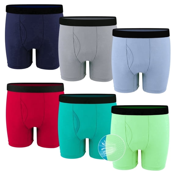 Protium 6 Packs Boys' Boxer Briefs, Youth Mesh Breathable Athletic Underwear(XS-XXL)