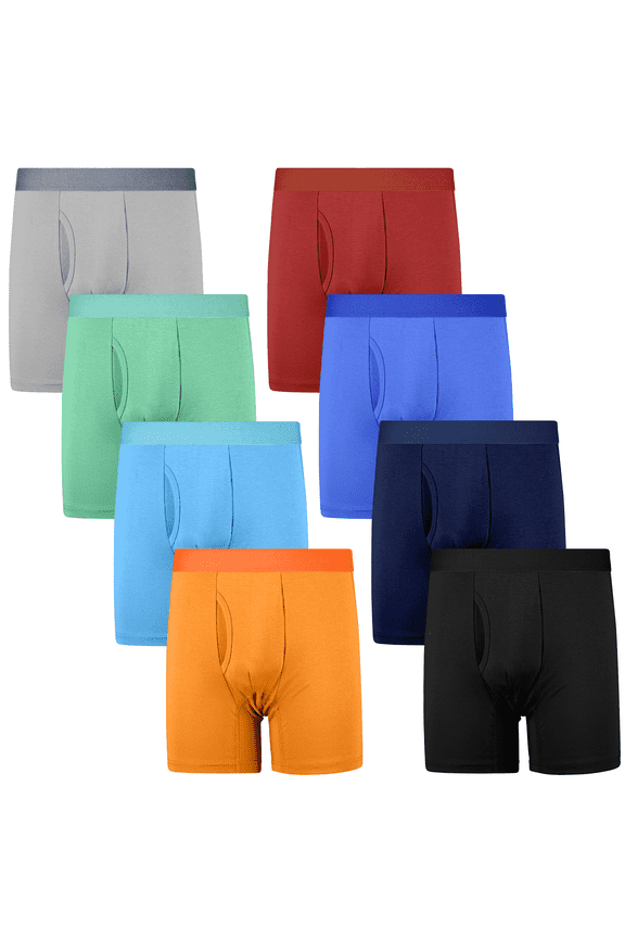 8-Pack Boys' Cotton Boxer Briefs – Soft, Breathable, Tagless Underwear for Kids, Sizes XS-XXL