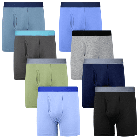 Protium 8-Pack Boys' Cotton Boxer Briefs – Soft, Breathable, Tagless Underwear for Kids, Sizes XS-XXL