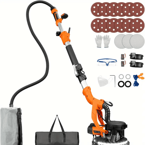 Protmex 1000W Drywall Sander with Vacuum 6 Speed 360 LED Extendable Pole 15 Sanding Discs Popcorn Ceiling Tool