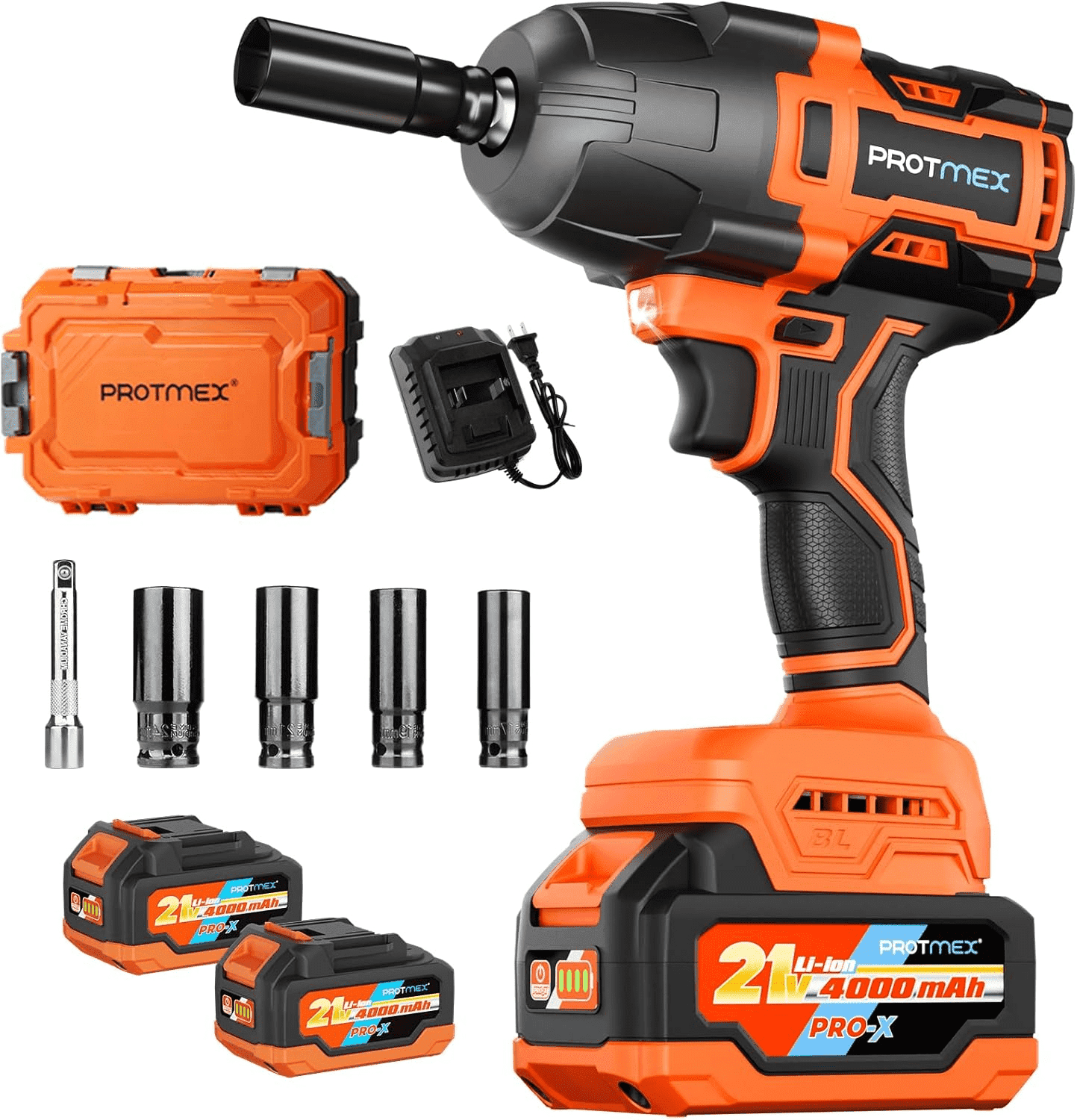 Protmex Cordless Impact Wrench, 900Ft-lbs, 3500 RPM, 3-Speed Modes