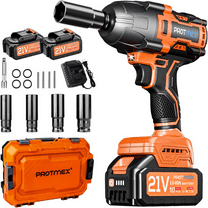 Protmex Cordless 900Ft-lbs Impact Wrench, 4000mAh Battery, 3500 RPM